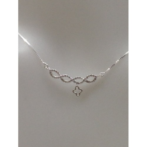 G-24 Gargantilha infinito  Prata 925   Zirconias Brancas